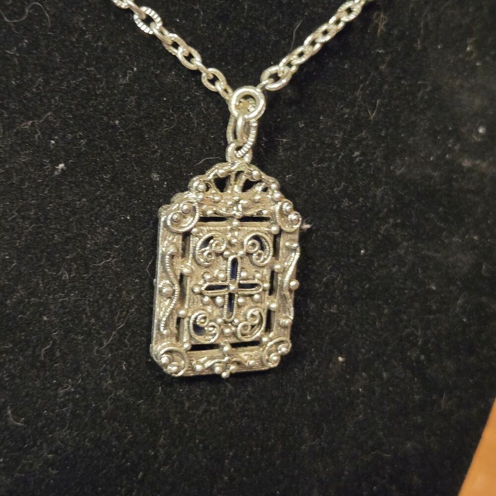 Vtg 70s Sarah Coventry Roman Holiday Reversable Pendant Necklace Chain - Picture 3 of 7